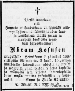 Aappo Kosusen kuolinilmoitus