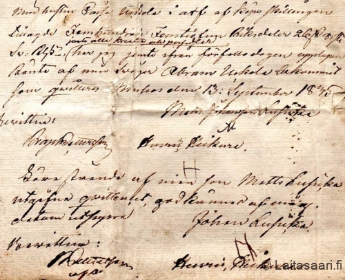 Matti Lusikan ja isänsä Juho Lusikan puumerkit (1835)