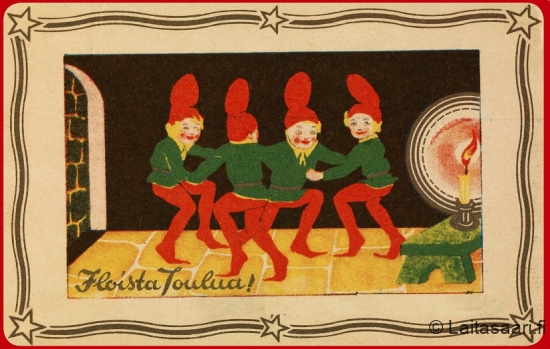 Wanha joulukortti - tontut
